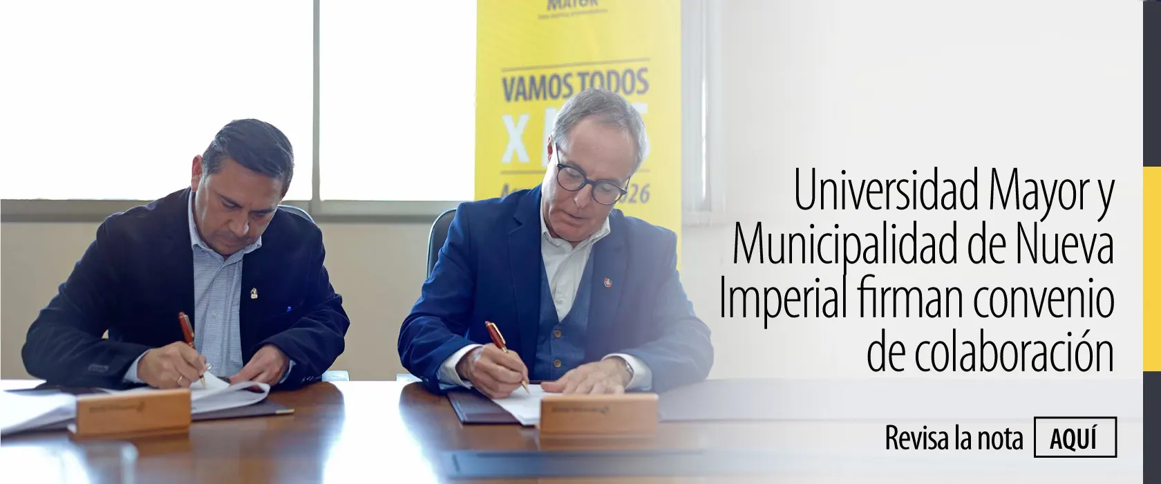 Firma de convenio Municipalidad de Nueva imperial y U. Mayor
