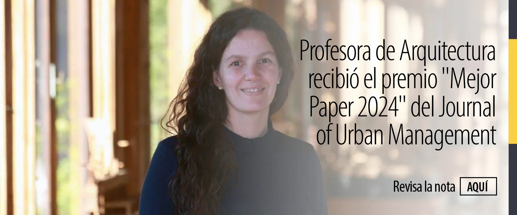 Profesora de Arquitectura recibió el premio "Mejor Paper 2024" del Journal of Urban Management